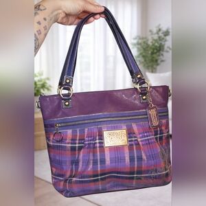 Coach Poppy Plaid Purple Women's Bag